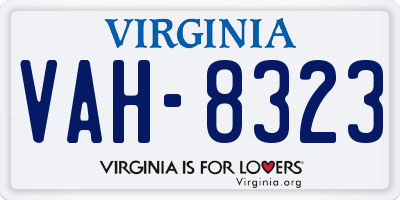 VA license plate VAH8323