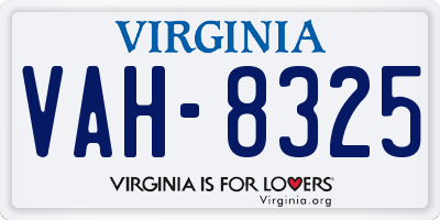 VA license plate VAH8325