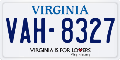 VA license plate VAH8327