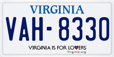 VA license plate VAH8330