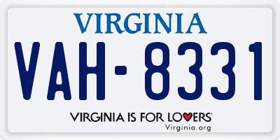 VA license plate VAH8331