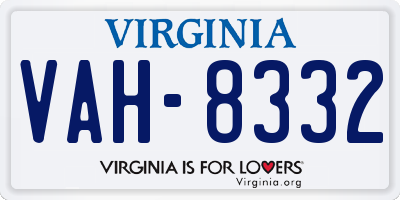 VA license plate VAH8332