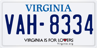 VA license plate VAH8334