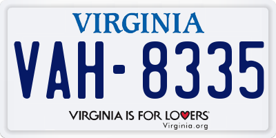 VA license plate VAH8335