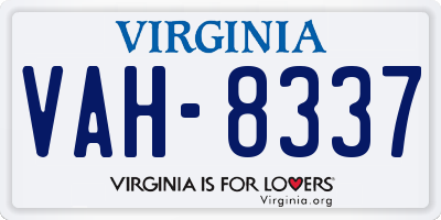 VA license plate VAH8337
