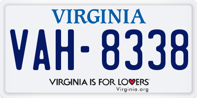 VA license plate VAH8338
