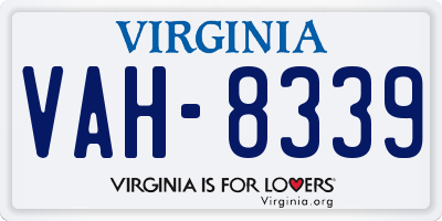 VA license plate VAH8339