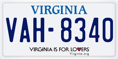 VA license plate VAH8340