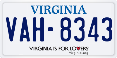 VA license plate VAH8343