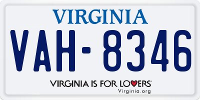 VA license plate VAH8346