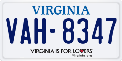 VA license plate VAH8347