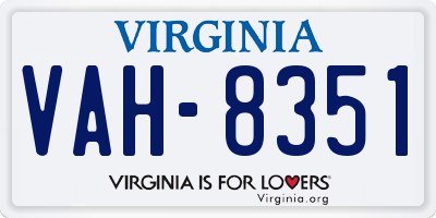 VA license plate VAH8351