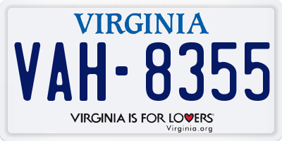 VA license plate VAH8355