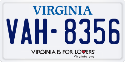 VA license plate VAH8356