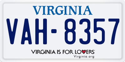 VA license plate VAH8357