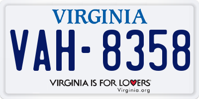 VA license plate VAH8358
