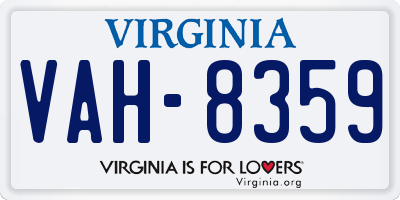 VA license plate VAH8359