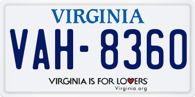 VA license plate VAH8360