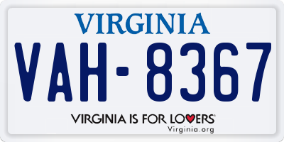 VA license plate VAH8367