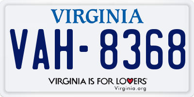 VA license plate VAH8368