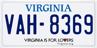 VA license plate VAH8369