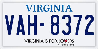 VA license plate VAH8372