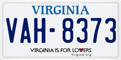 VA license plate VAH8373