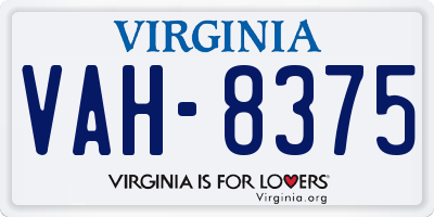 VA license plate VAH8375