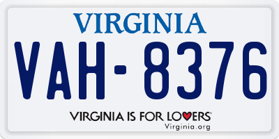 VA license plate VAH8376