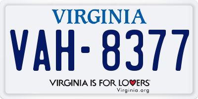 VA license plate VAH8377