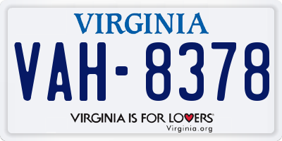 VA license plate VAH8378