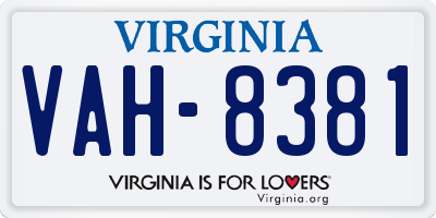 VA license plate VAH8381