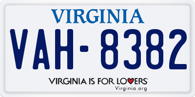 VA license plate VAH8382