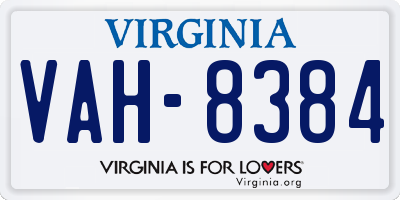 VA license plate VAH8384