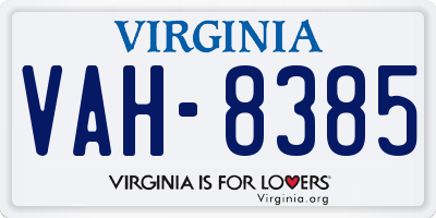 VA license plate VAH8385