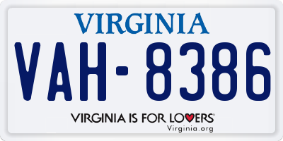 VA license plate VAH8386