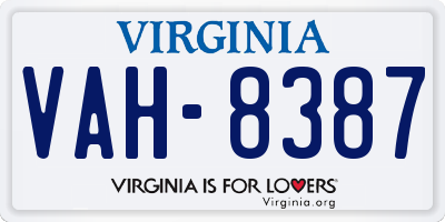 VA license plate VAH8387