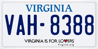 VA license plate VAH8388