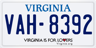 VA license plate VAH8392