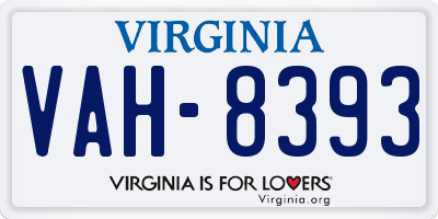 VA license plate VAH8393
