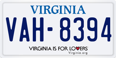 VA license plate VAH8394