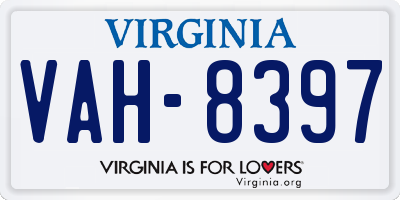 VA license plate VAH8397