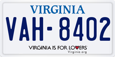 VA license plate VAH8402
