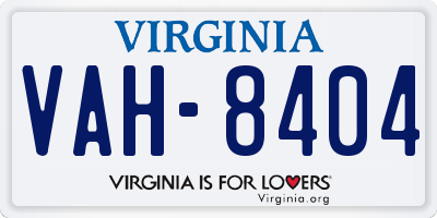 VA license plate VAH8404