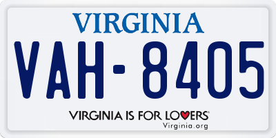 VA license plate VAH8405