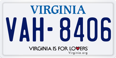 VA license plate VAH8406