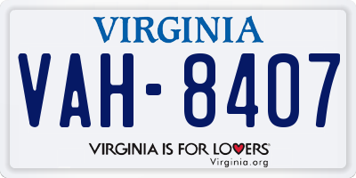 VA license plate VAH8407