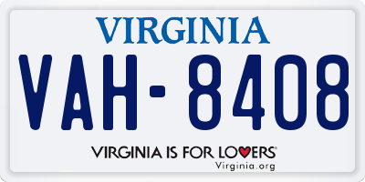VA license plate VAH8408