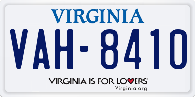 VA license plate VAH8410