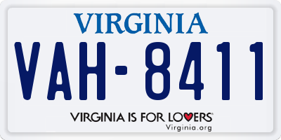 VA license plate VAH8411